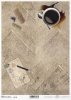 alter Boden, alte Dielen, Parkett, Holz, verschütteter Kaffee, Fleck, Tasse, Bindfaden, Fingerhut, Bleistift, Postkarte, suelo viejo, tablas viejas, parquet, madera, café derramado, mancha, taza, cordel, dedal, lápiz, postal